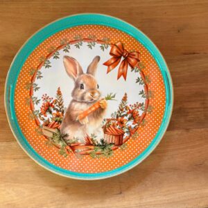 Bandeja coelho poá laranja 4x35x35cm