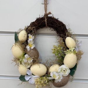 Mini guirlanda flores e ovos 24cm