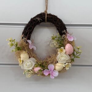 Mini guirlanda flores e ovos 24cm