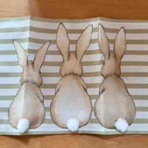 Kit 4 pçs jogo americano coelhos listras verdes 30x48cm