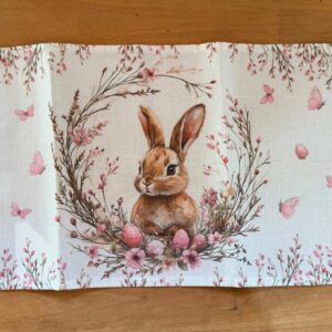 Kit 4 pçs jogo americano coelhos e flores 30x48cm