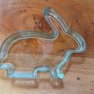 Prato vidro coelho verde  17x22cm