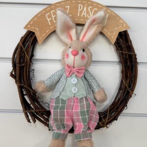 Guirlanda rústica com coelho 45cm