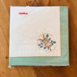 Guardanapo de papel coelho borda verde pc 20unid.