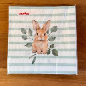 Guardanapo papel verde com coelho pc 20 unid.