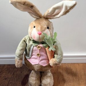 Coelho roupa verde e rosa retrátil 81cm