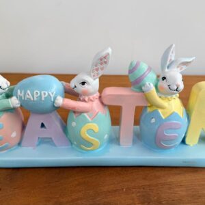 Letreiro Happy Easter de resina 12x6,5x30cm