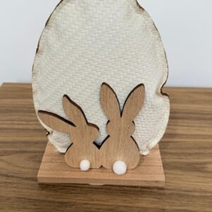 Casal Coelho decorativo ovo branco 20x25,5x6cm