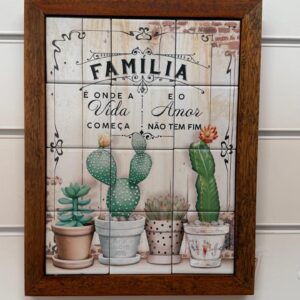 Quadro de azulejos Família 48x38cm