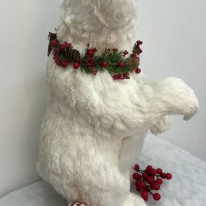 Urso branco colar de pinha 49cm