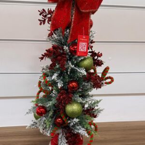Árvore nevada decorada verm/verde 80cm