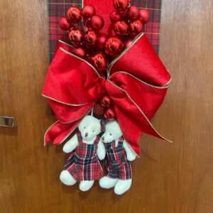 Escapulário de porta largo verm/verde com ursinhos 24cmx220cm