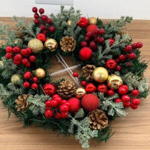 Arranjo de mesa redondo verm dour 40cm