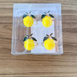 Porta guardanapo limão siciliano dourado cx c/ 4 unid