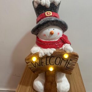 Boneco de neve de resina com led 49cm
