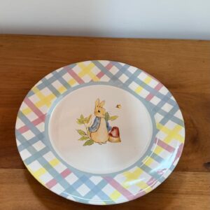 Kit 6 pratos rasos xadrez com coelho 29cm