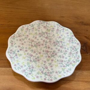 Kit 4 Pratos sobremesa floral lilás verde 23cm