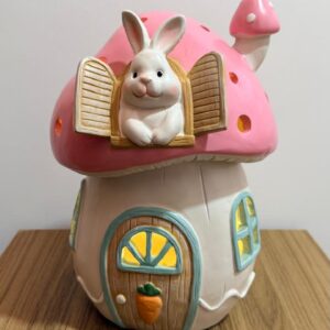 Casinha resina cogumelo com led 20.5x21x30cm