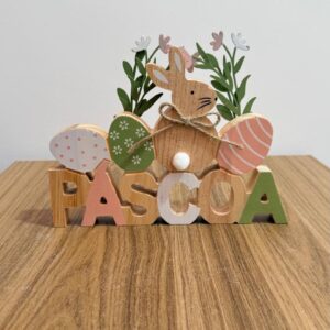 Enfeite Páscoa madeira 20x3x17cm
