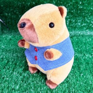 Capivara pelúcia roupa jeans 20x13x13cm