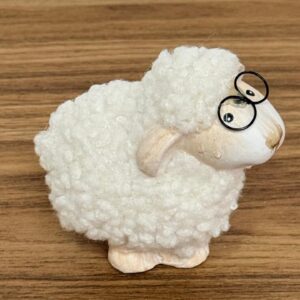 Ovelha com óculos de resina 11x6x7cm