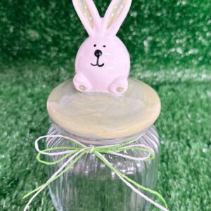 Pote de vidro com tampa coelho 20x10x11cm