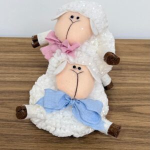 Casal ovelhas decorativo 20x13x15cm