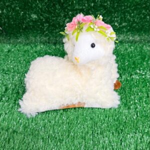 Ovelha com coroa de flores 18,5x21x12cm