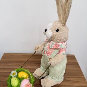 Coelho natural com carriola 34x12x23cm