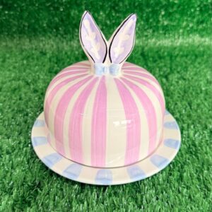 Queijeira lilás e azul de porcelana