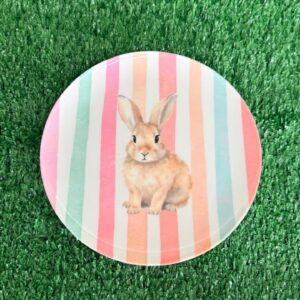 Prato sobremesa melamina listras e coelho