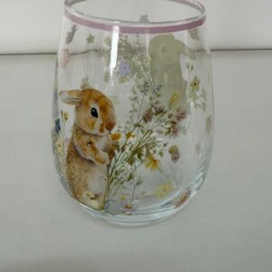 Copo de vidro Coelhos e flores 500ml