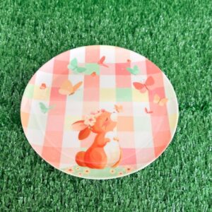 Prato sobremesa melamina colorido coelho e borboletas