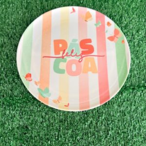 Prato raso melamina colorido Feliz Páscoa