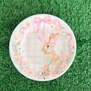 Kit 6 pratos sobremesa vidro opalino branco e rosa