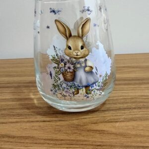 Copo de vidro Coelha vestido lilás rosa 500ml