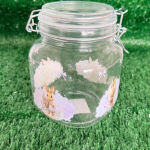 Pote hermético transparente coelhos lilás 14,8x11,5cm