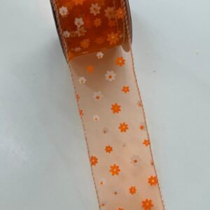 Fita aramada laranja transparente florida 6,3cmx9,14m