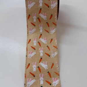 Fita aramada cru com coelhos e cenouras 6,3cmx9,14m