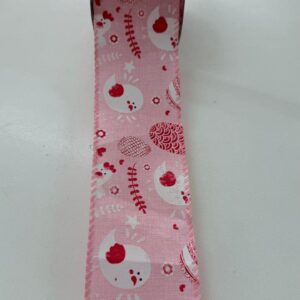 Fita aramada rosa com passarinho 6,3cmx9,14m