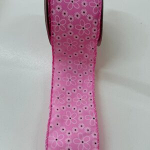 Fita aramada rosa florida bca/preta 6,3cmx9,14m