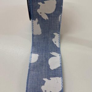 Fita aramada azul com coelhos brancos 6,3cmx9,14m