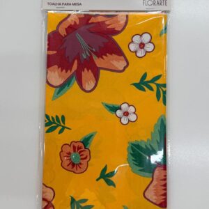 Toalha de mesa de papel amarela florida 1,20x1,80cm