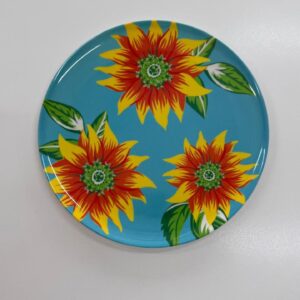 Prato raso melamina girassol azul 22,5cm
