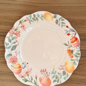 Prato raso porcelana flores e ovos 26cm