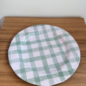 Prato raso melamina xadrez verde 27cm