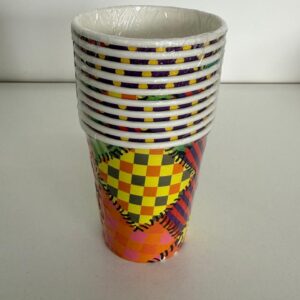 Copo descartável colorido retalho 270ml