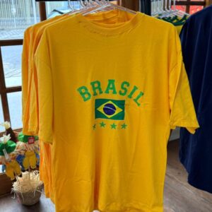Camiseta brasileira masculina amarela