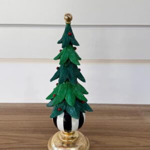 Árvore resina bola preta branca 32cm