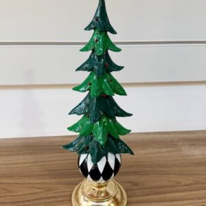 Árvore resina bola preta branca 43cm